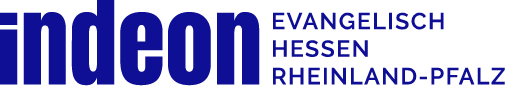 blaues indeon-Logo inklusive Claim