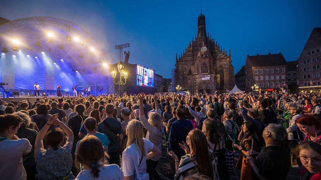 Schlussgottesdienst des Kirchentags in Nürnberg am 07.06.2023.