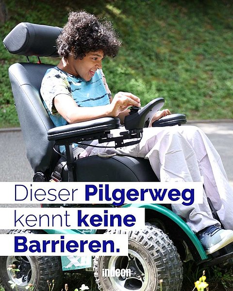 Marlene mit ihrer Mobilitätshilfe auf dem Camino Incluso