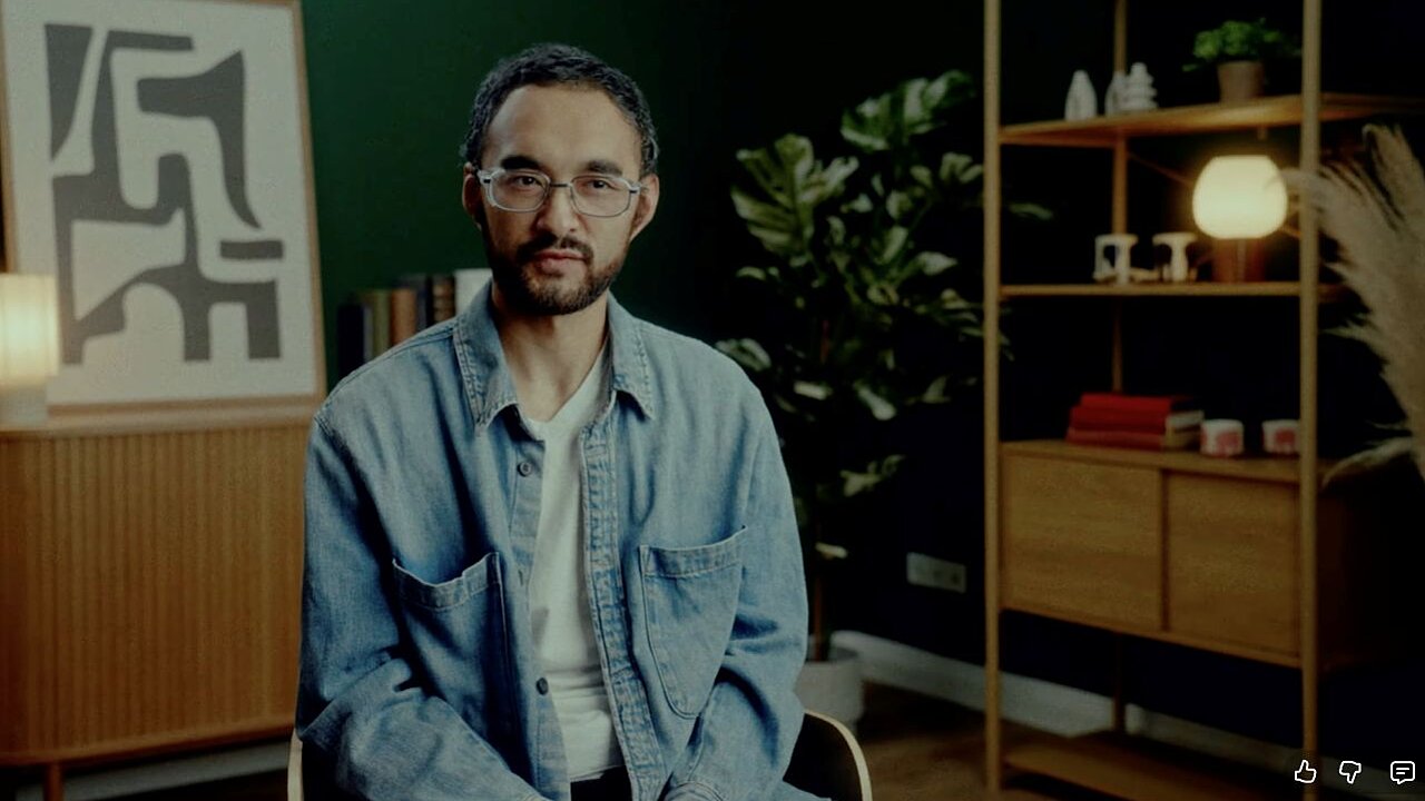 Salomo sitzt in einem Studio für ein Interview
