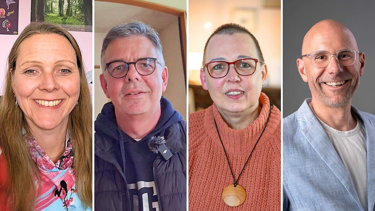 Collage von 4 Personen-Portraits
