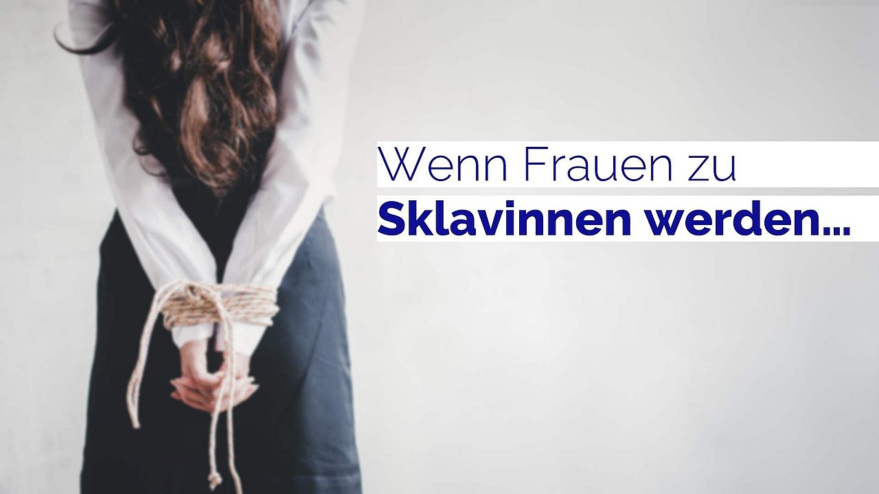 Frau in Fesseln + Text: Wenn Frauen zu Sklavinnen werden...