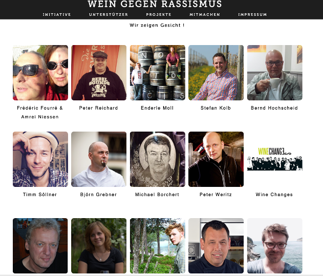 Köpfe auf der Website "Wein gegen Rassismus"