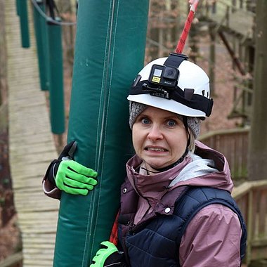 Carina im Kletterwald Gießen hat Angst