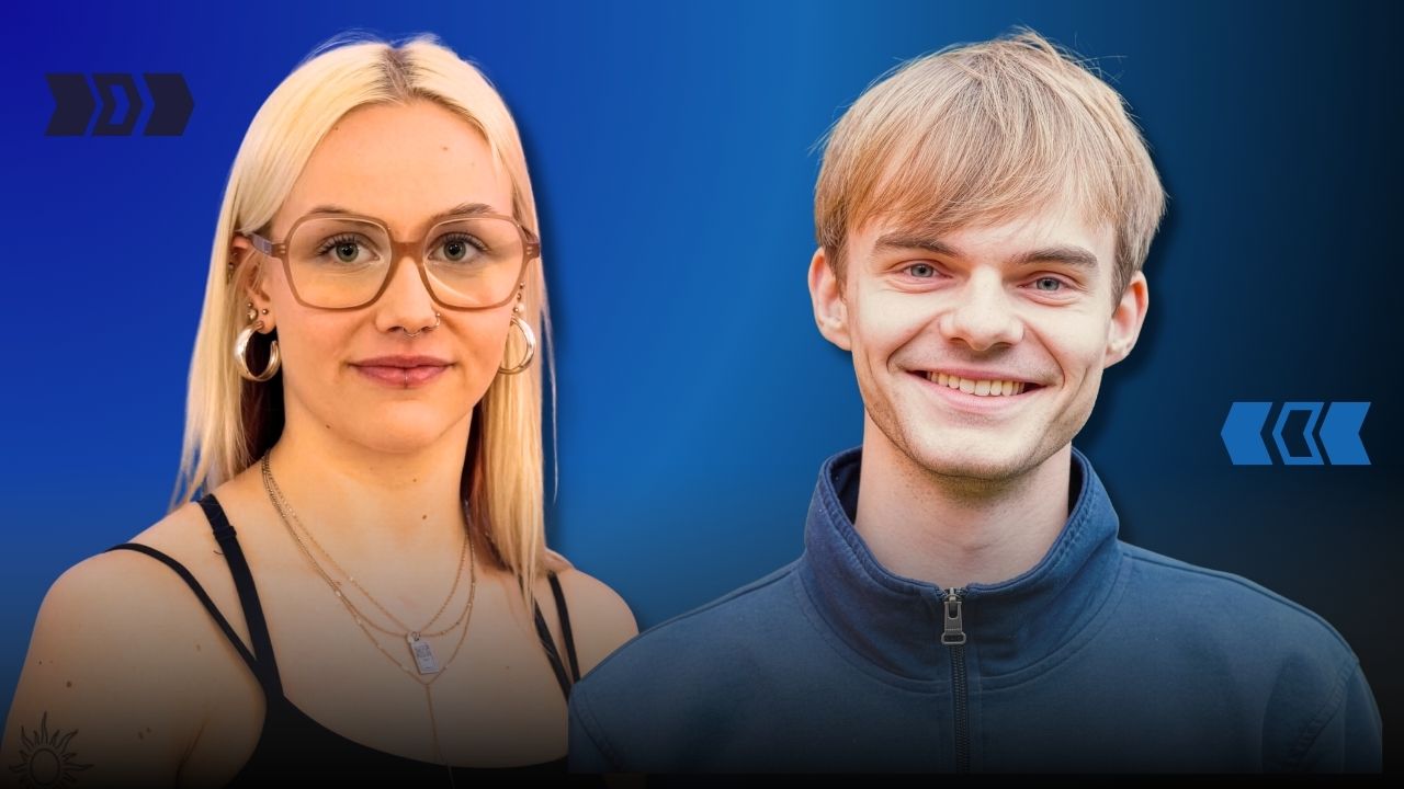 Portrait von Jule und Portrait von Niklas - der Hintergrund ist freigestellt und sie blicken freundlich in die Kamera.