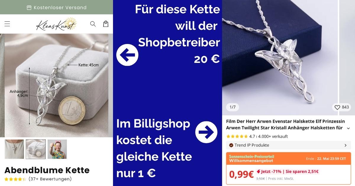 Kleas Kette im Vergleich zu einer von Aliexpress