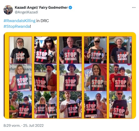 Tweet von Kazadi Angel/ Fairy Godmother @AngelKazadi: #RwandaIsKilling in DRC #StopRwanda!